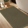 Hiasan Waffle Bath Mat, Super Absorbent Non Slip Bathroom Boho Rug with Tassels, Machine Washable Bath Mats for Bathroom, Ultra Soft Rubber Backed Rug, Grayish Green, 20 x 32 Inches