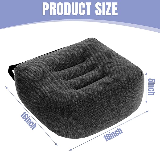 HOMBYS Extra Thick Chair Cushions for Office,5 in Breathable Adult Booster Seat for Car,Car Seat Cushion to Raise Seat Height,Shredded Memory Foam Desk Chair Cushion for Long Sitting,Black
