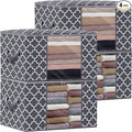 WISELIFE Storage Bags, Large Blanket Clothes Organization and Storage Containers for Bedding, Comforters, Foldable Organizer with Reinforced Handle, Clear Window,Sturdy Zippers,(Grey, 4 x 100L)