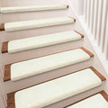 PURE ERA Carpet Stair Treads Ultra Plush 9.5" X 30"Soft Bullnose Indoor Stair Protectors Pet-Friendly Non-Slip Skid Resistant Tape Free Washable Reusable(7 Pieces,White)
