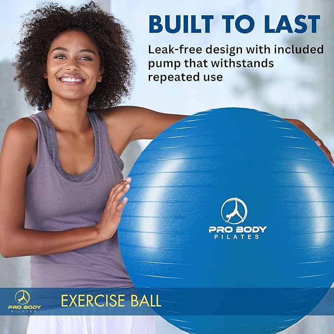 ProBody Pilates Exercise Ball - Multiple Sizes Gym Grade Balance Ball for Fitness, Yoga, Workout, Pregnancy & Physical Therapy