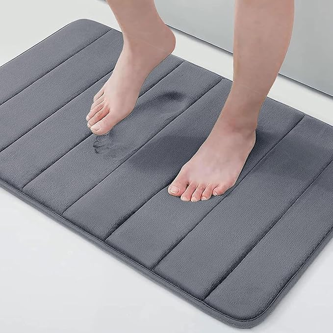 Buganda Memory Foam Bath Mat, 30" x 20", Ultra Soft and Non-Slip Bathroom Rugs, Water Absorbent and Machine Washable Bath Rug for Bathroom, Shower, and Tub, Dark Grey