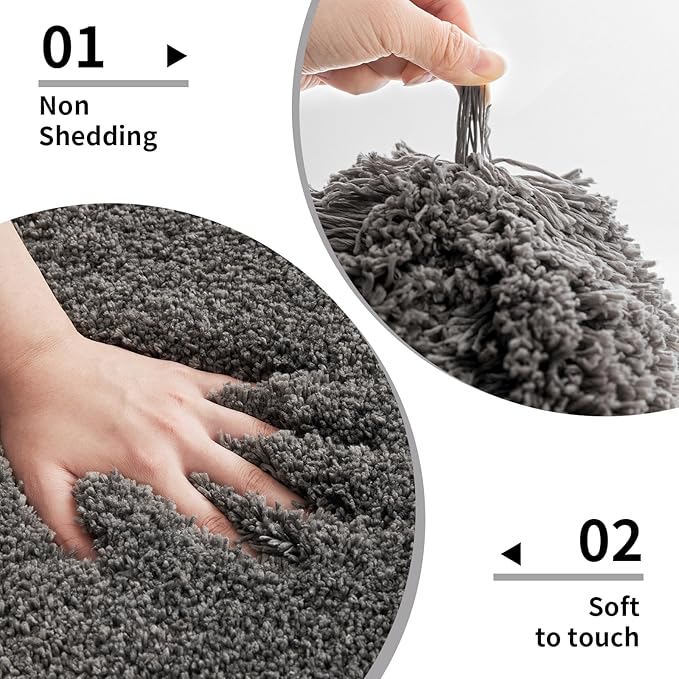 Toilet Rug 22x24 Dark Grey Non Slip Fluffy Toilet Floor Mat U Shaped Washable Bathroom Contour Rug for Toilet Absorbent Thick Toilet Carpet