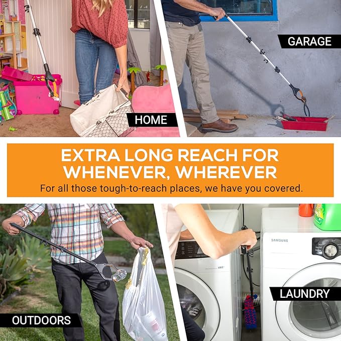 EZPIK Pro 36" Flexible Folding Grabber Tool for Elderly + Magnets, Reacher for Disabled & Seniors Heavy Duty Rotating Grippers for Reaching Underneath, Trash Grabbers & Pickers for Mobility