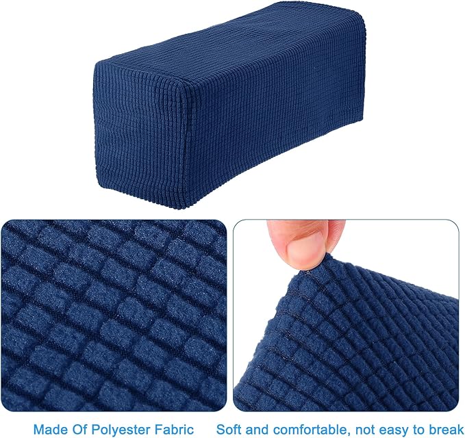 uxcell 2pcs Stretch Armrest Covers for Chairs/Sofas, Couch Arm Covers with Twist Pin, Furniture Protector Slipcovers Navy Blue