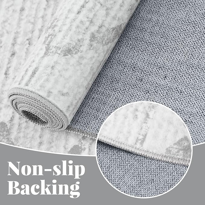 jinchan Hallway Runner Rug 3x10 - Moroccan Kitchen Machine Washable Runner Rug Modern Geometric Soft Faux Wool Ultra-Thin Low-Pile Non-Slip Carpet for Laundry Room Bedroom Farmhouse (3x10ft, Grey)