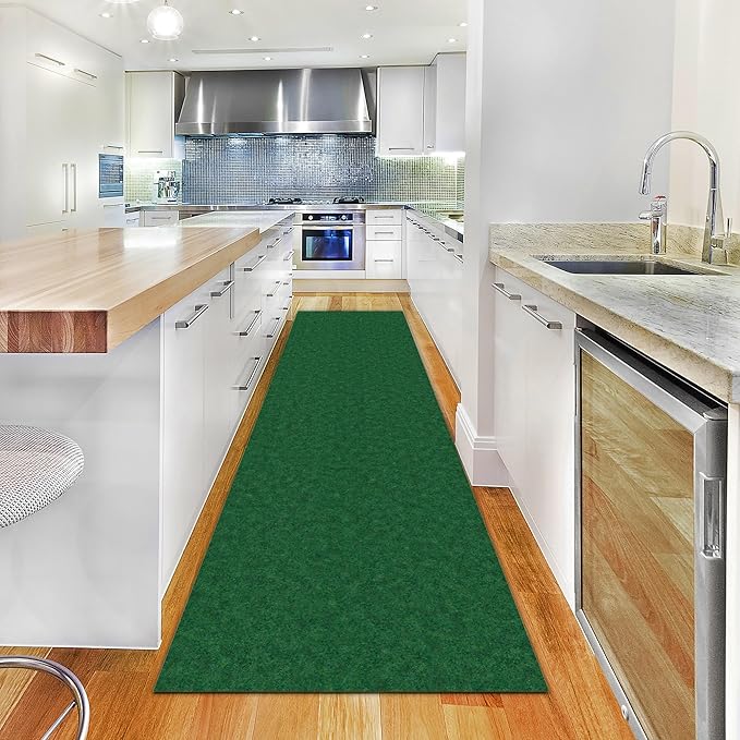 Ottomanson 2'7" x 18' Hallway Runner with Scraper Pile - Extra Durable Non-Slip Rug Mat for Indoor & Outdoor Use - Ideal for Kitchen, Entryway & Garage - High-Traffic Carpet, Green