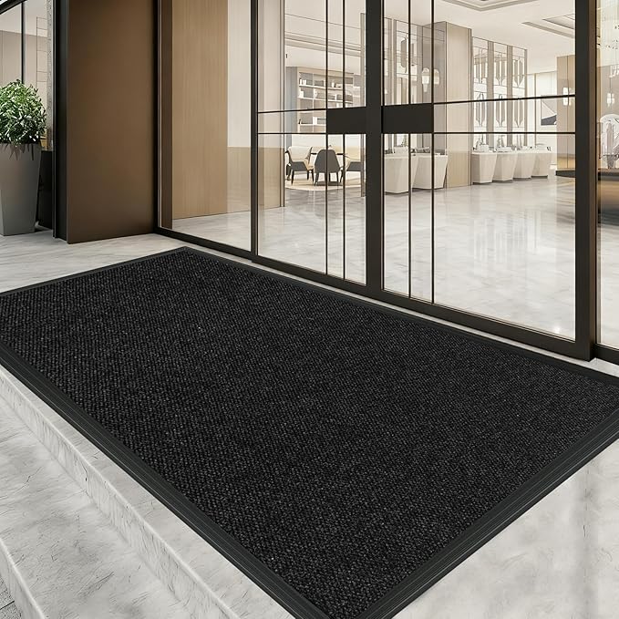 4ft x 15ft Front Door Mat Indoor Outdoor Entrance, Commercial Heavy Duty Entryway Matt, Non-Slip Rubber Backing Low Profile Doormat, Waterproof Dirt Trapper Welcome Mat for High Traffic Area