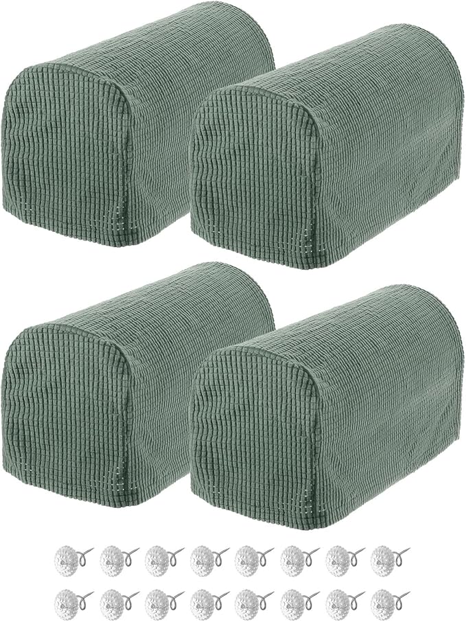 uxcell Stretch Armrest Covers Armchair Anti-Slip for Chairs Sofas Couch Arm Covers Recliner Sofa Matcha Green 4 Pcs