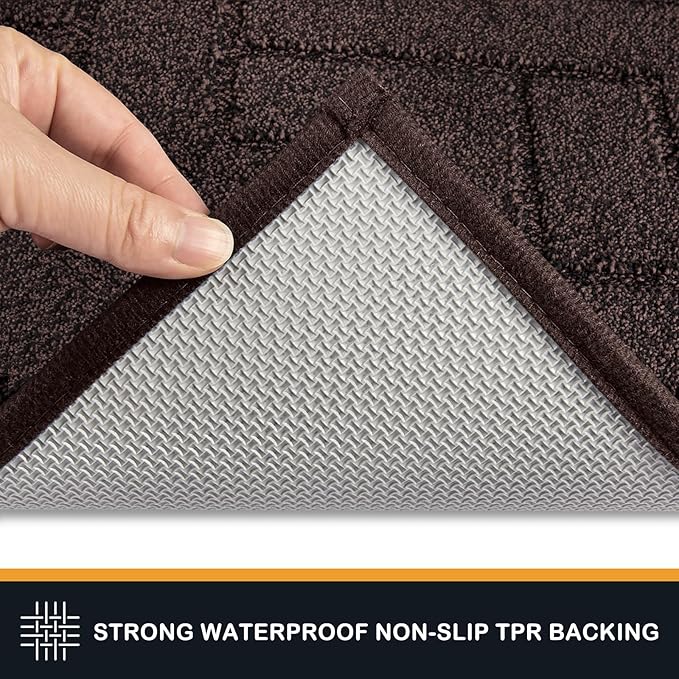 PURRUGS Dirt Trapping Door Mat 32" x 70", Non-Slip Machine Washable Entry Rug, Shoe Scraper, Dog Doormat, Super Absorbent Welcome Mat for Front & Back Door, Muddy Wet Shoes & Paws, Brown