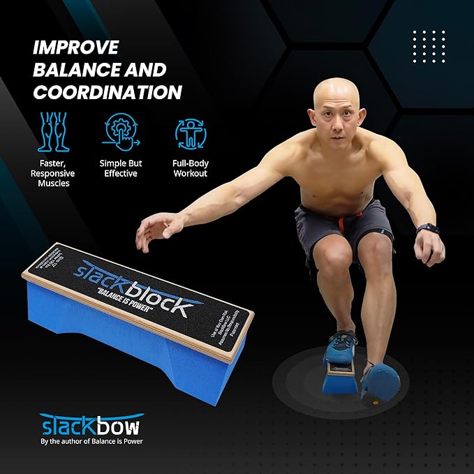 SlackBow SlackBlock Athletic Balance Trainer – Improve Balance, Stability, and Athletic Performance – Condition Your Body and Prevent Injury - Compact and Portable