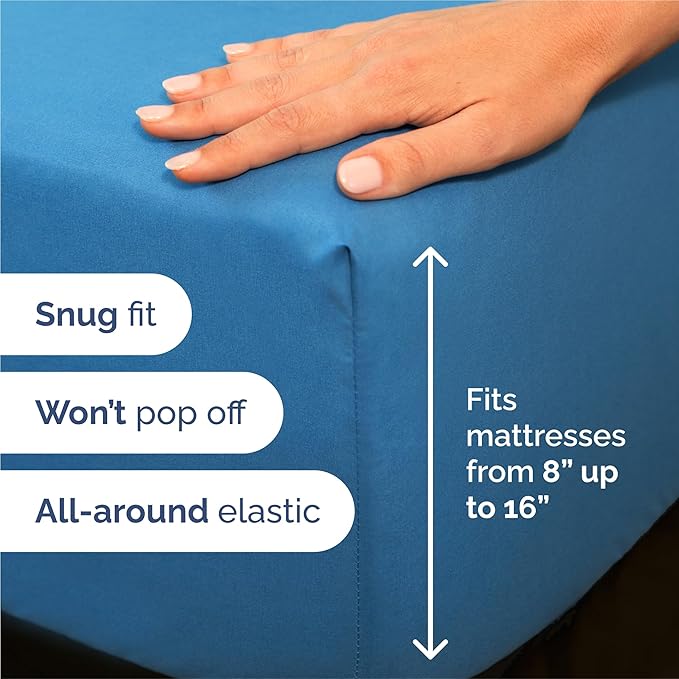 King 6 Piece Sheet Set - Cooling & Breathable Bed Sheets - Hotel Luxury Bed Sheets for Women, Men, Kids & Teens - Bedding with Deep Pockets & Easy Fit - Soft and Wrinkle Free - King Denim Blue Sheets