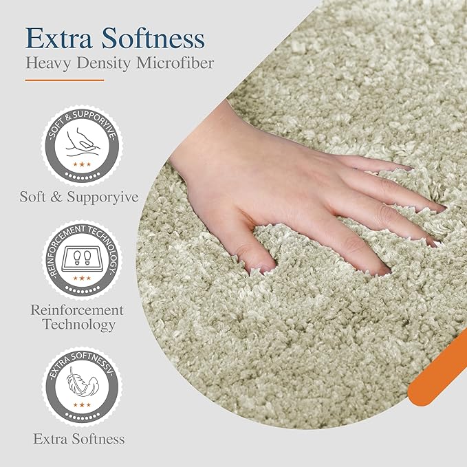 Walensee Bathroom Contour Rug (20x24, Light Tan) Non Slip Bath Mat Water Absorbent Soft Microfiber Shaggy Bathroom Mat Machine Washable Bath Rug U Shape Toilet Rug