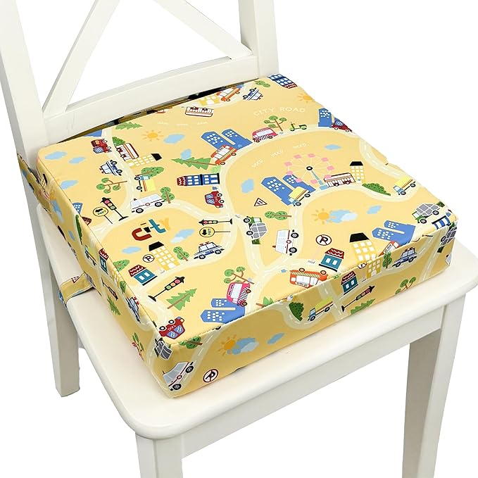Toddler Booster Seat for Dining Table,Portable Kids Booster Seat - Adjustable, Non-Slip, Lightweight & Easy to Clean (Yellow)