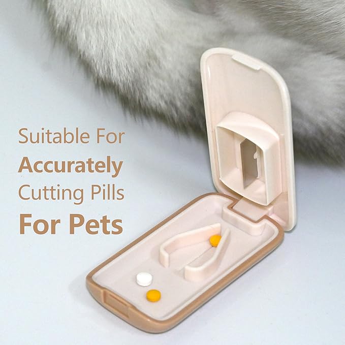 JohnBee Pill Cutter - Sharp & Durable Silicone Pill Splitter, Non-Slip Base, Portable Tablet Cutter for Daily Medication, Vitamins & Supplements. Designed for Swallowing Difficulties & Pets (Pink)