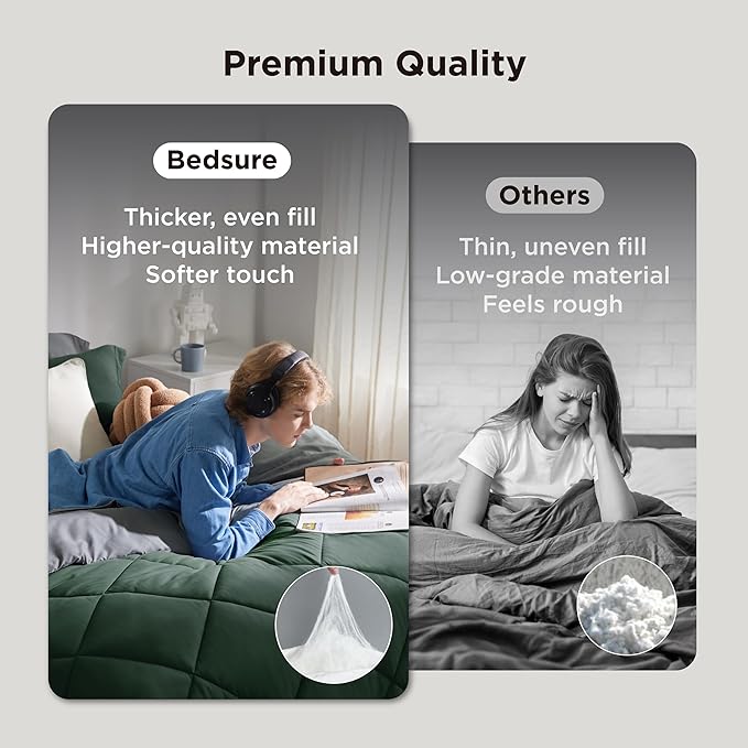 Bedsure King Size Comforter Set - 7 Pieces Reversible Forest Green Bedding, King Size Bed Set for All Seasons, Bed in a Bag with Down Alternative Comforter, Sheets, Pillowcases & Shams