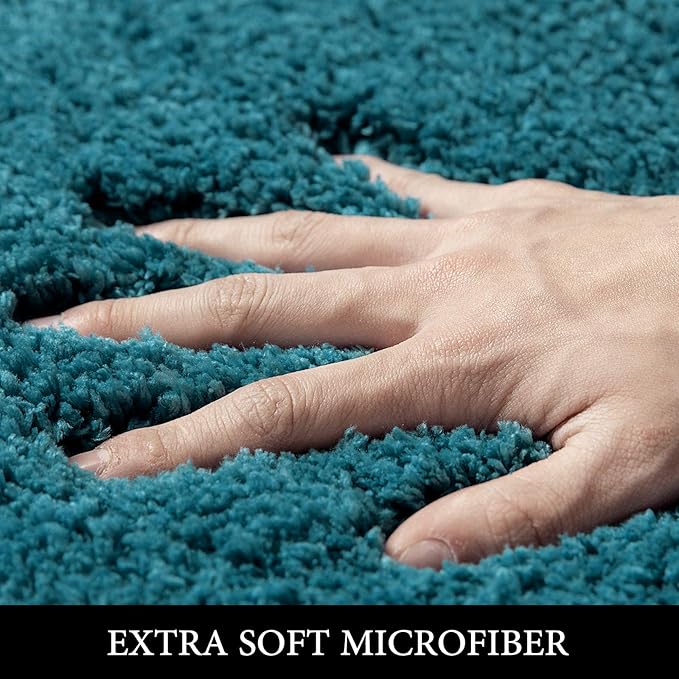 MIULEE Thick Small Non Slip Bathroom Rug Shaggy Soft Bath Mat Plush Microfiber Absorbent Water for Shower Tub Machine Washable (Teal, 20x30 Inches)