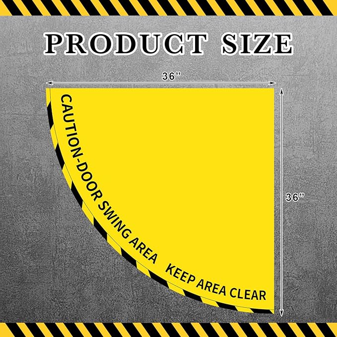 1 Pack Door Swing Caution Floor Sign for Safety Warning Door Swing Area Keep Area Clear Floor Sign Vinyl Non Slip Surface(36 x 36 Inches,Textured,Yellow)