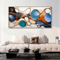 yiijeah Framed Wall Art - Large Artwork Blue and Orange Abstract Canvas Wall Art for Living Room Colorful Paintings Wall Decor Bedroom Office Home Decoration Modern Art Color Wall - 40x20 Inches