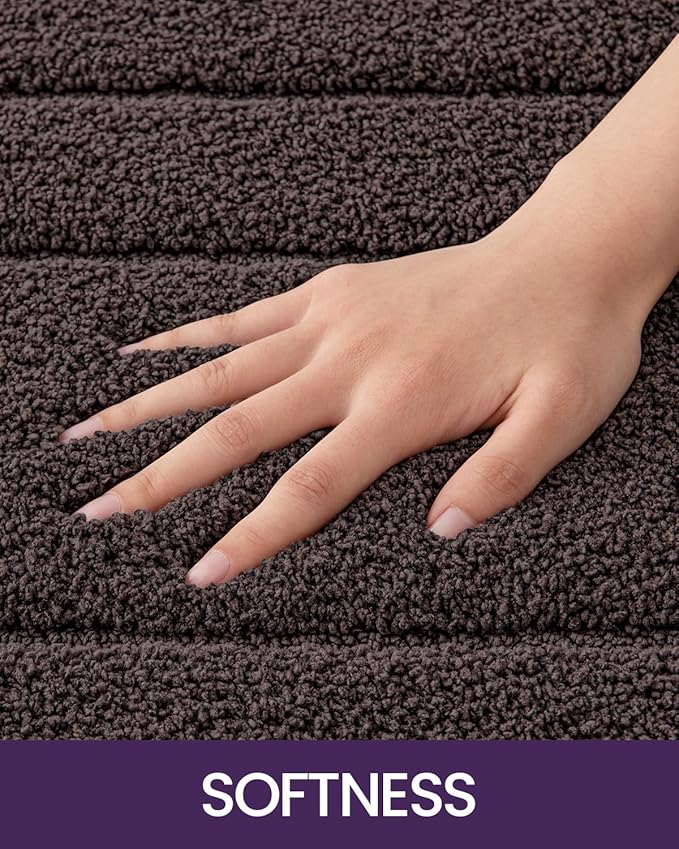 DEXI Bathroom Rug 24x16, Non Slip Washable Bath Mat for Shower Floor, Absorbent Soft Bathmat with Rubber Backing, Quick Dry Microfiber Carpet, Brown
