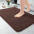 LOCHAS Luxury Bathroom Rug Shaggy Bath Mat 20 x 30 Inch, Washable Non Slip Bath Rugs for Bathroom Shower, Soft Plush Chenille Absorbent Carpets Mats, Brown