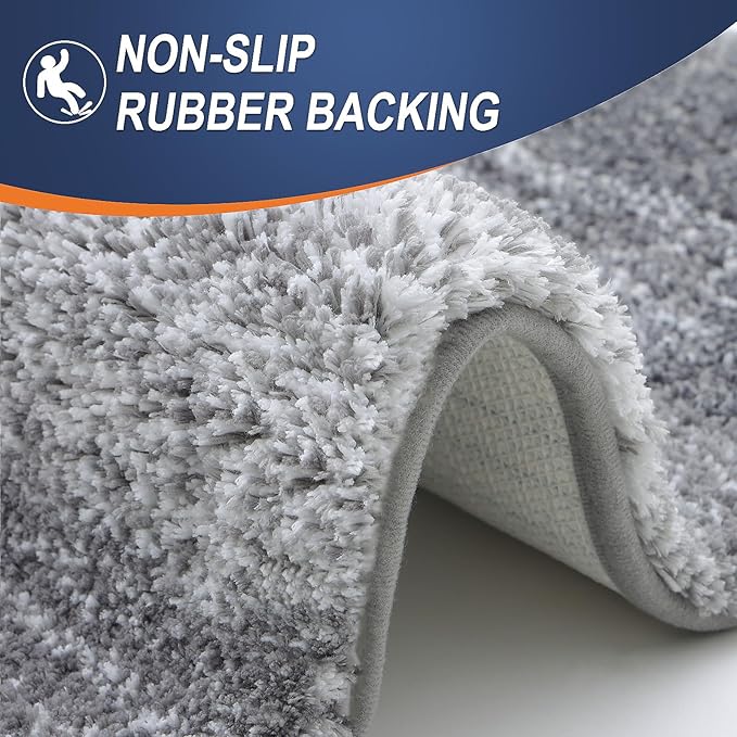 OLANLY Bathroom Rugs Mat 44x32, Extra Soft Absorbent Microfiber Bath Rugs, Rubber Backing, Quick Dry, Machine Washable Bath Mats for Bathroom Floor, Tub and Shower, Home Decor Accessories, Grey