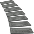 PURE ERA Bullnose Carpet Stair Treads Set Tape Free Non-Slip Indoor Stair Protectors Pet Friendly Rugs 9.5" x 30"(2 Pieces,Grey Rectangular)