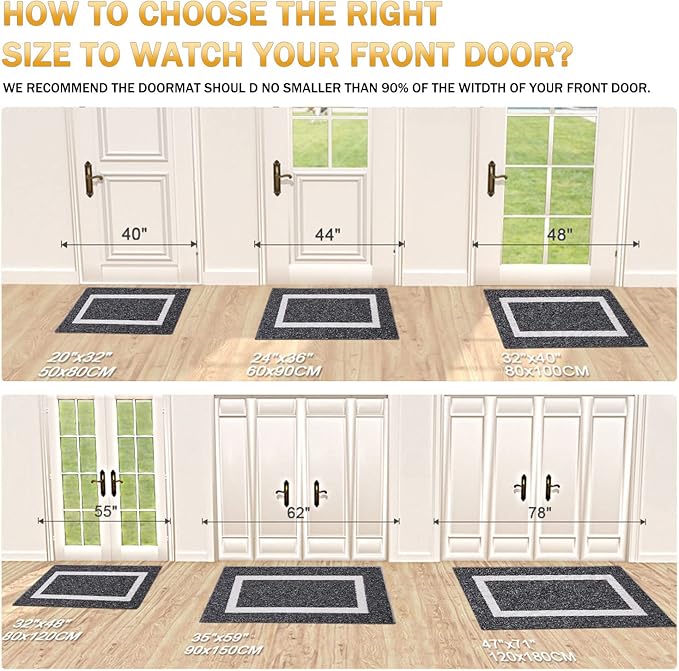 OLANLY Indoor Door Mat, 32x20, Non-Slip Absorbent Resist Dirt Entrance Mat, Washable Low-Profile Inside Entry Doormats for Entryway, Black