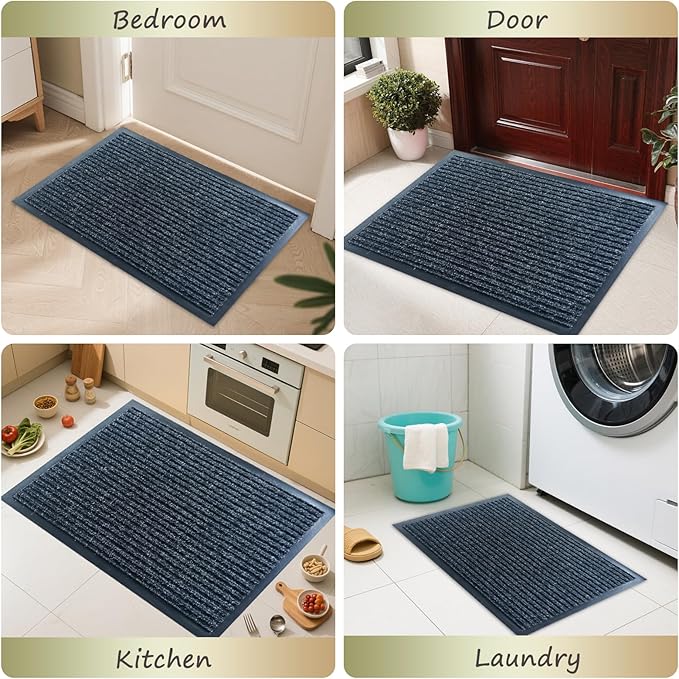 Front Door Mat,3'x5'Indoor Outdoor Door Mat,Heavy Duty Durable Welcome,Commercial Floor Mats Inside Outside Entrance, Waterproof All-Season, All-Weather Non Slip Backing Doormat for Entryway,Black