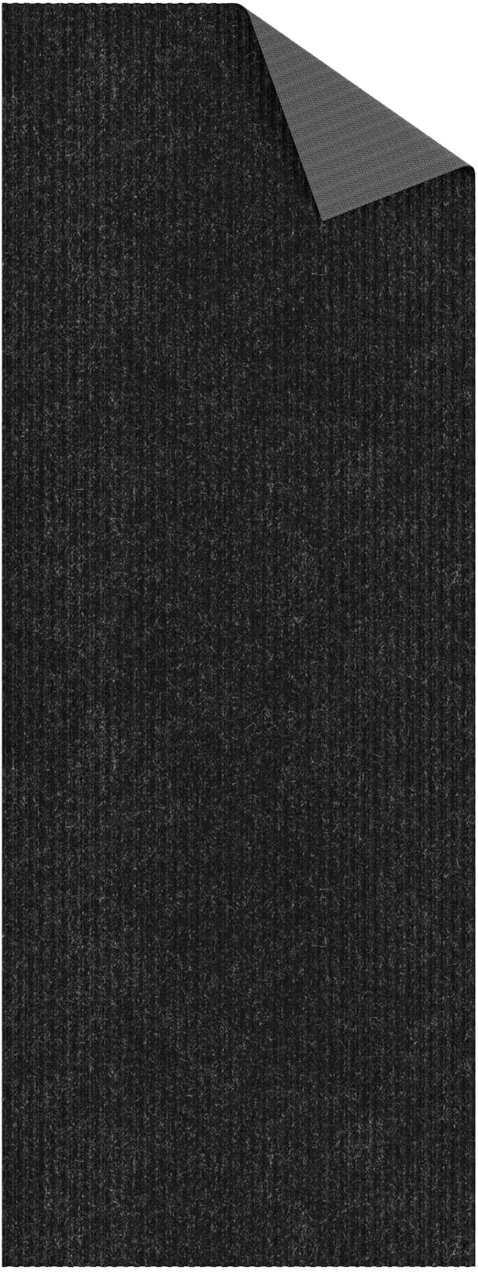 Ottomanson 2' x 36' Hallway Runner with Scraper Pile Extra Durable Non-Slip Rug Mat for Indoor & Outdoor Use - Ideal for Kitchen, Entryway, Patio & Garage - High-Traffic Carpet, Black