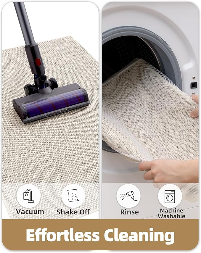Color&Geometry Extremely White Beige Ultra Thin Indoor Door Mat 32"x48", Machine Washable Front Door Mat Non Slip, Low Profile Entrance Mat Indoor, Absorbent Carpet for Inside, Entry, Entryway (FOLD)