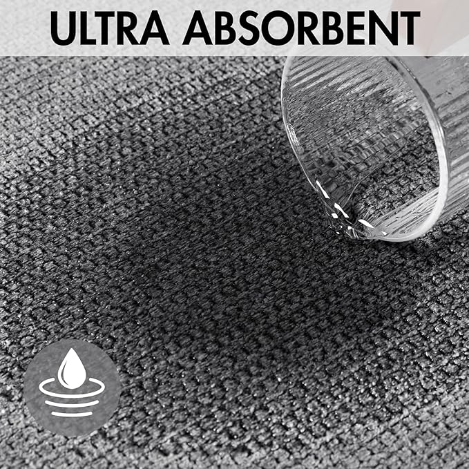 MIULEE Set of 2 Ultra Thin Bathroom Rugs, Rubber Bath Mats for Bathroom Non Slip, Quick Dry Absorbent Bath Rug Machine Washable, Fit Under Door, Shower, Sink, Home Decor, Grey, 17x27 Inch