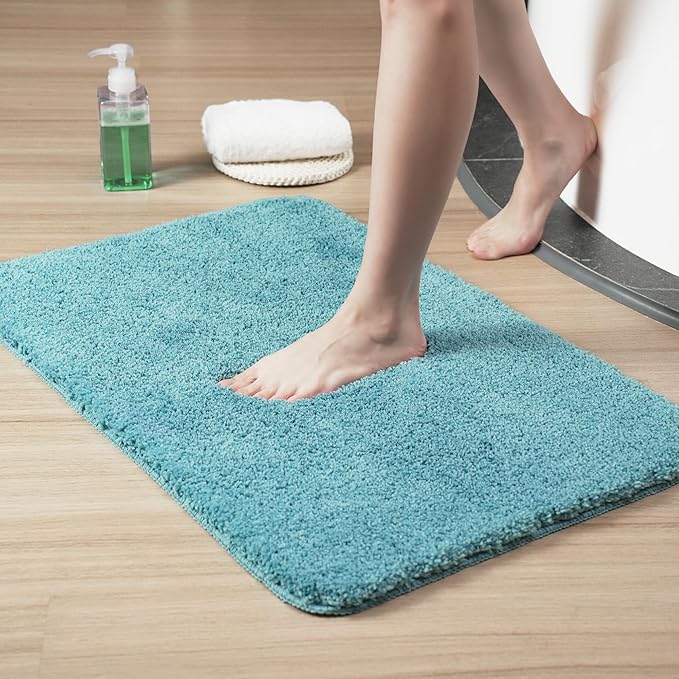 Luxury Quick Dry Non-Slip Bathroom Rugs【20'' x 30'' Blue】 Highly Absorbent Washable and Ultra Soft, Extra Thick Fluffy Bath Mats for Shower/Kitchen/Bathtub Floor