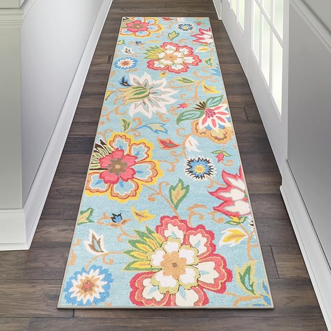 Beeiva Floral Washable Runners for Hallways, 2x6 Ultra Thin Colorful Vintage Plant Bathroom Hallway Runner Rugs with Rubber Backing, Carpet Runner Rug for Hallways Bedroom Entryway Laundry Room
