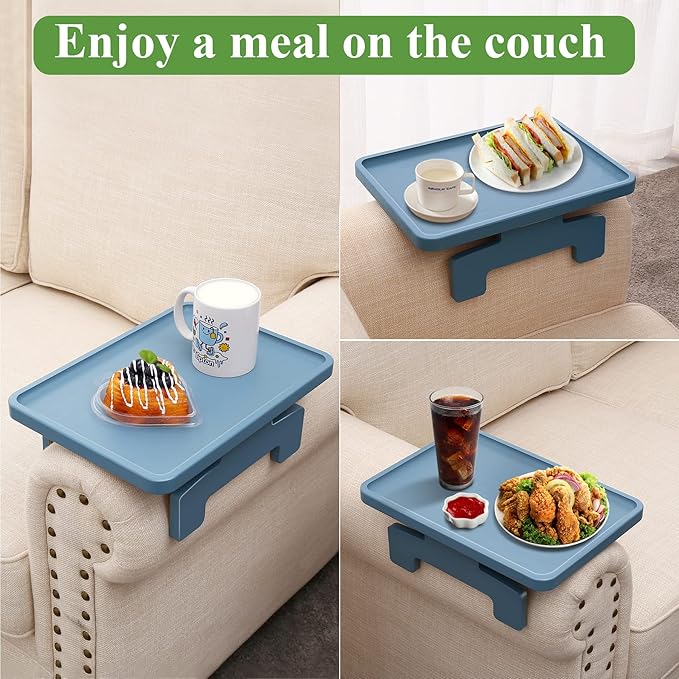 SINWANT Couch Arm Table Tray, Sofa Clip on Tray Tables,Couch Armrest Table Suitable for Home Drinks/Eating Trays for Living Room Recliner Chair on Armrest