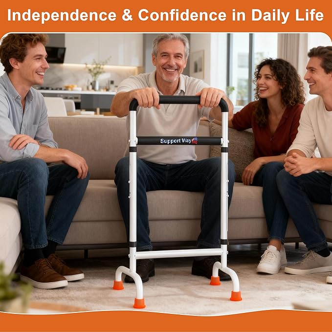 Stand Assist for Chair & Couch, Height Adjustable Mobility Aid for Seniors, Lightweight Metal Frame with 600lb Capacity
