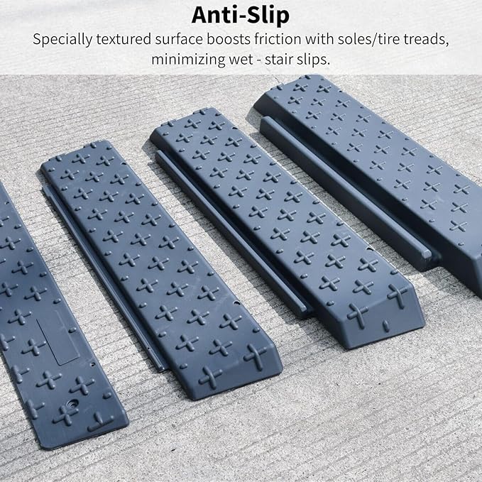 Plastic Slip-Resistant Modular Threshold Ramp - Universal Access Ramp for Wheelchairs, Scooters, Walkers & Safe Pedestrian Passage (4 inch)