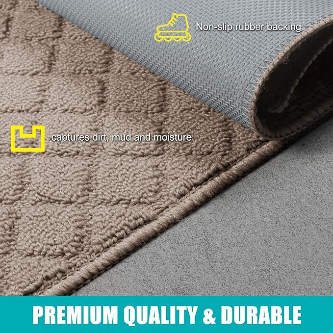 Azadx 3'x4' Front Entryway Door Mat Non Slip Indoor Door mats Washable Entry Mats Welcome Doormat Dirt Trapper for House Entry Low Profile Doormat Indoor Entrance Mat