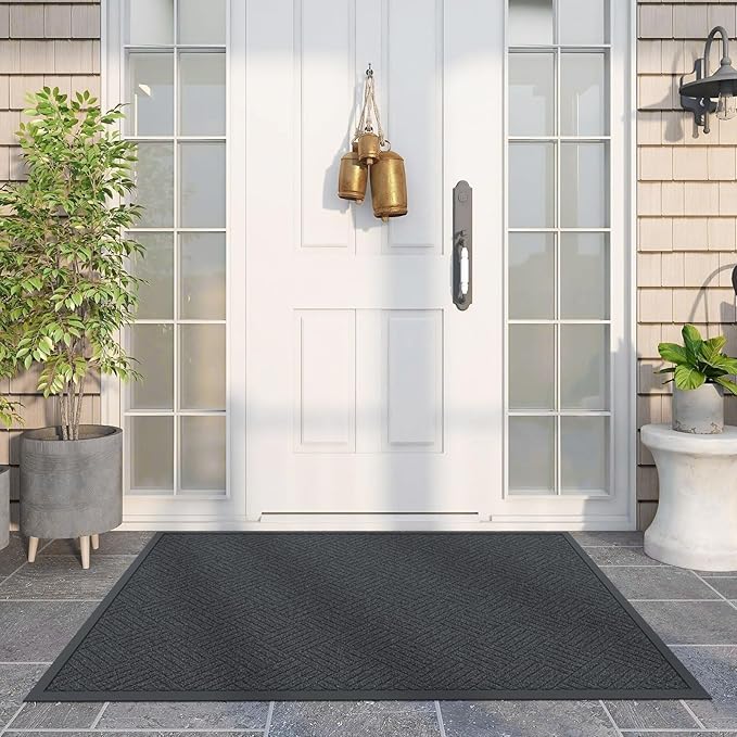 Front Door Mat Outside Entrance, 6' x 3' Heavy Duty Indoor Outdoor Door Mats for Entryway, Trap Dirt Outdoor Doormat Low Profile, Non Slip Welcome Mats for Front Door, Artificial Grass