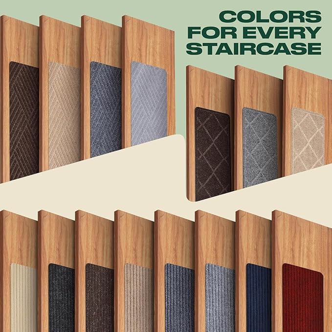 MBIGM 8" X 30" (15 in Pack) Non-Slip Carpet Stair Treads Non-Skid Safety Rug Slip Resistant Indoor Runner for Kids Elders & Pets with Reusable Adhesive - Gray - Carpet Pads for Stairs
