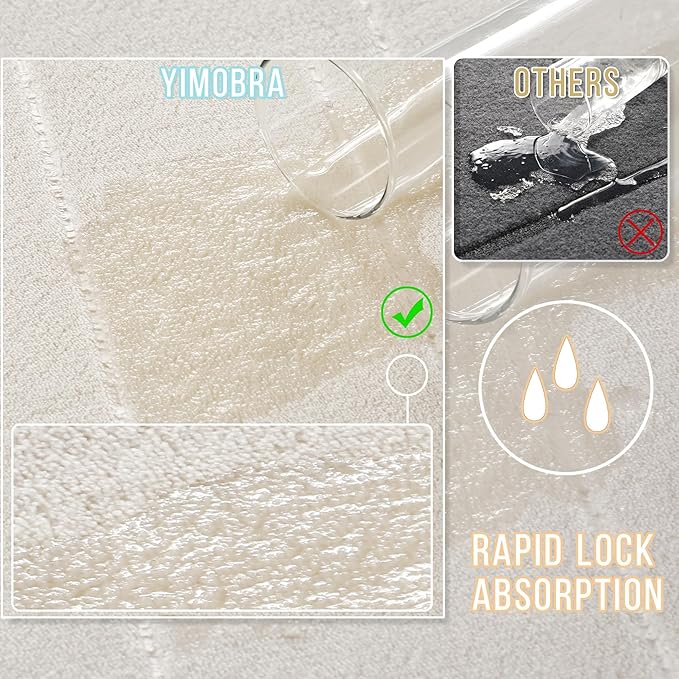 Yimobra Memory Foam Bath Mat Set 2 Piece - Super Soft Absorbent Quick Dry Bathroom Toilet Rugs, Machine Washable Non Slip Floor Carpet for Tub Shower & Single Sink (31.5x20 & 24x20, Cream White)