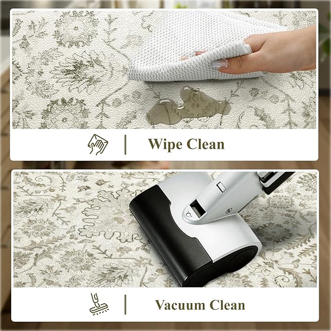 Collive Kitchen Floor Mat Cushioned Anti Fatigue, Vintage Boho Floral Rug Non Skid Waterproof Kitchen Sink Rugs, Memory Foam Comfort Standing Desk Mats for Floor, Office, 17.3''x28''