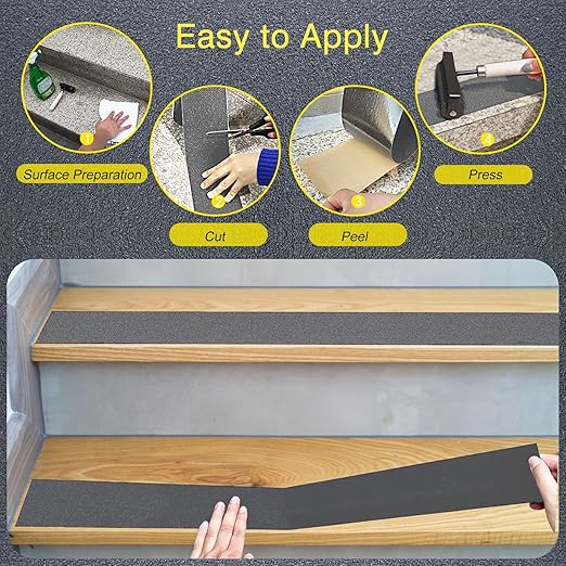 S&X Gray Anti Slip Tape 6 Inch x 60 FT Roll, Ultimate Non-Slip Skid Grip Tape for Outdoor Stair Treads, Wooden Steps & Exterior Grips, Grit 60, Waterproof, Extra-Durable