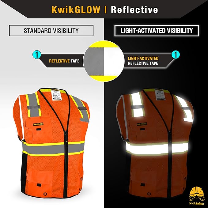 KwikSafety - Charlotte, NC - BIG KAHUNA Safety Vest [2 PACK] Class 2 ANSI OSHA Reflective Vest Durable High Visibility Vest Construction Safety Vest for Men Industrial Work Gear/Orange 2XL