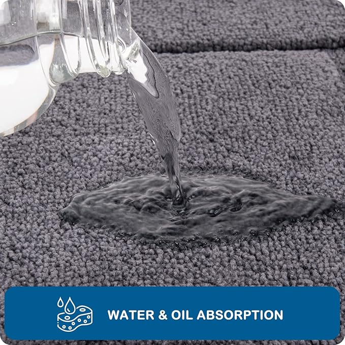 PURRUGS Machine Washable Kitchen Runner Rug 24" x 59", Non-Slip/Skid Hallway Runner Rug, Super Absorbent Soft Area Rug for Kitchen, Hallway & Laundry, Grey