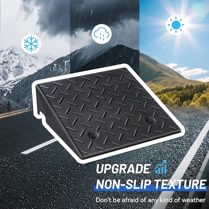 Rubber Curb Ramp, 7" Rise Height 2 Pack, Heavy-Duty 3 T Capacity Threshold Ramps, 19.7" L x 19.7" W Driveway Ramps for Cars, Wheelchairs, Bikes, Motorcycles