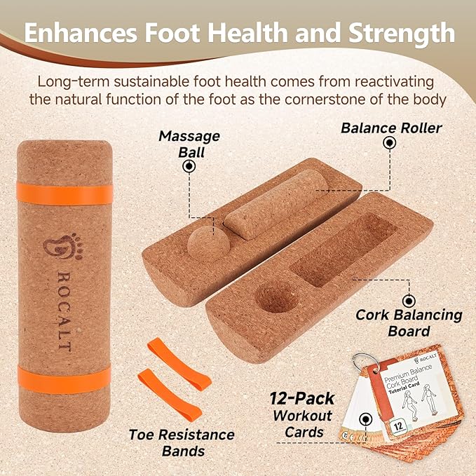 Rocalt Balance Board - Premium Cork Foot Strengthener for Balance Stability Enhance Mobility | Improve Foot Function | Prevent Falls | Unique Design for Enhanced Foot Strength