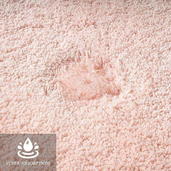 MIULEE Pink Bathroom Rug - Cute Absorbent Bath Mat Made of Thick Fluffy Microsiber for Bathroom Floor, Tub or Entryway, Non Slip Rubber Backside for Extra Safety, Machine Washable - Blush, 16''x24''