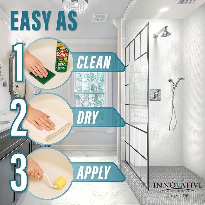 Tub Guard Anti Slip - White Bathtub & Shower Grip Textured Non Slip Coating for Slippery Tubs or Shower Floors - 4 oz. (4 Tubs or Shower Pans)
