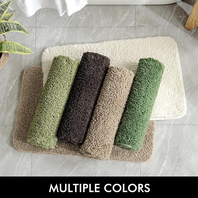 MIULEE Moss Green Bathroom Runner Rug 24x60 Inches, Long Bath Mat for Bathroom Floor Bathtub Showers, Machine Washable Absorbent Microfiber Carpet with TPR Anti-Slip Back